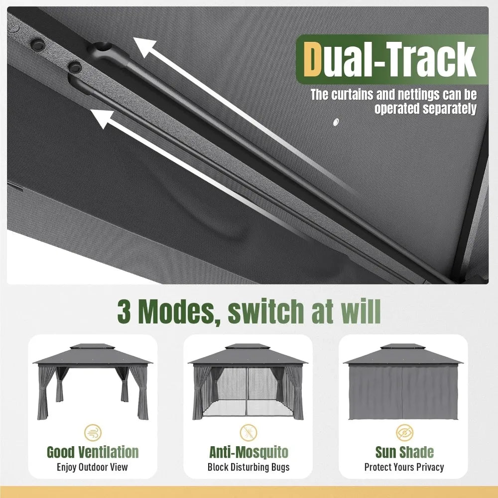 10' x 13' Outdoor Double Roof Metal Frame Gazebo