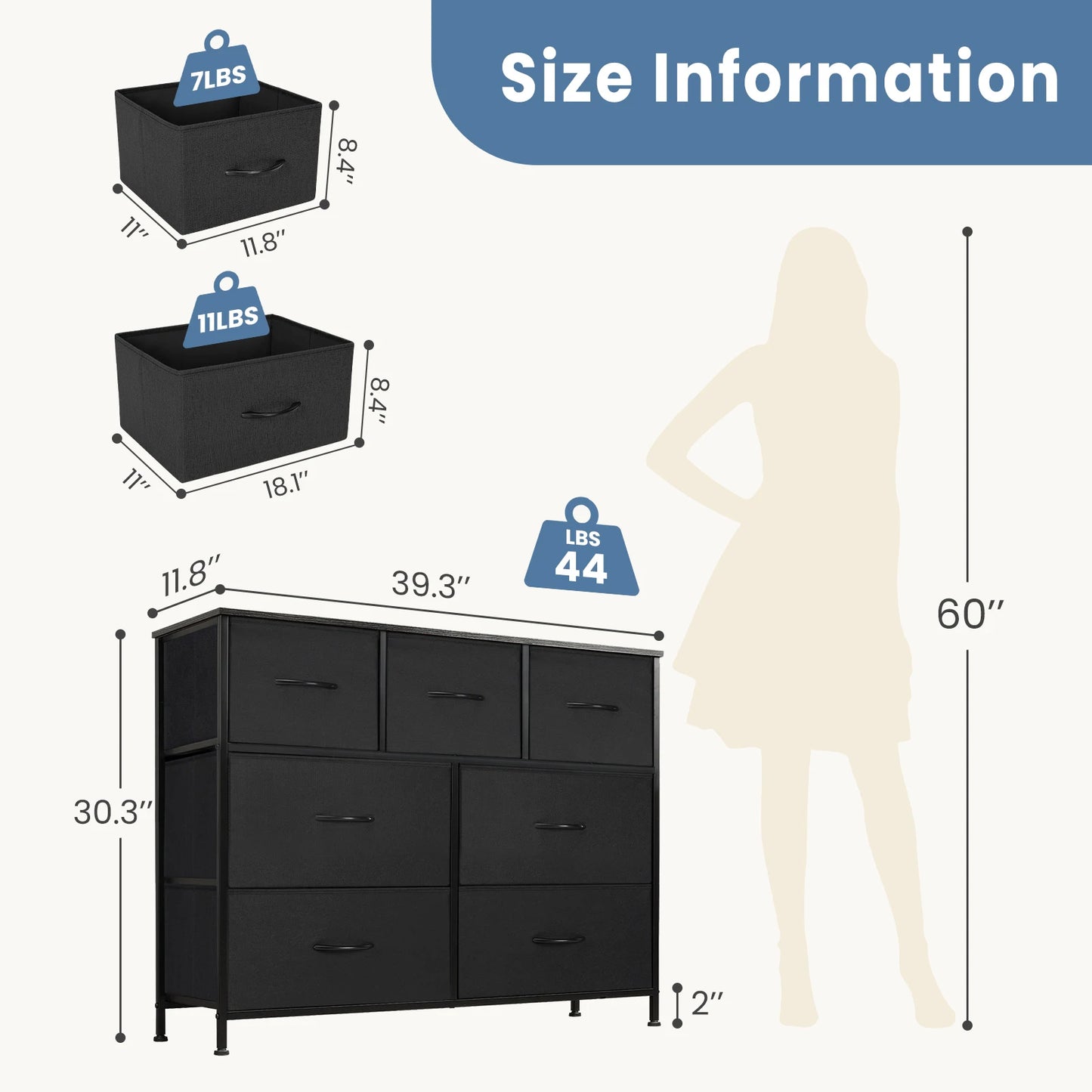 Dresser with Fabric Drawers