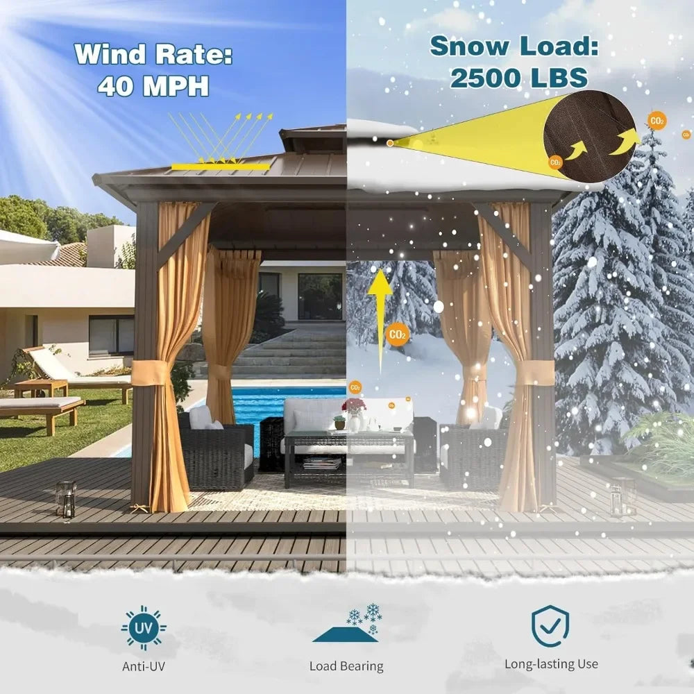 10'x10' Hardtop Galvanized Steel Double Roof Gazebo