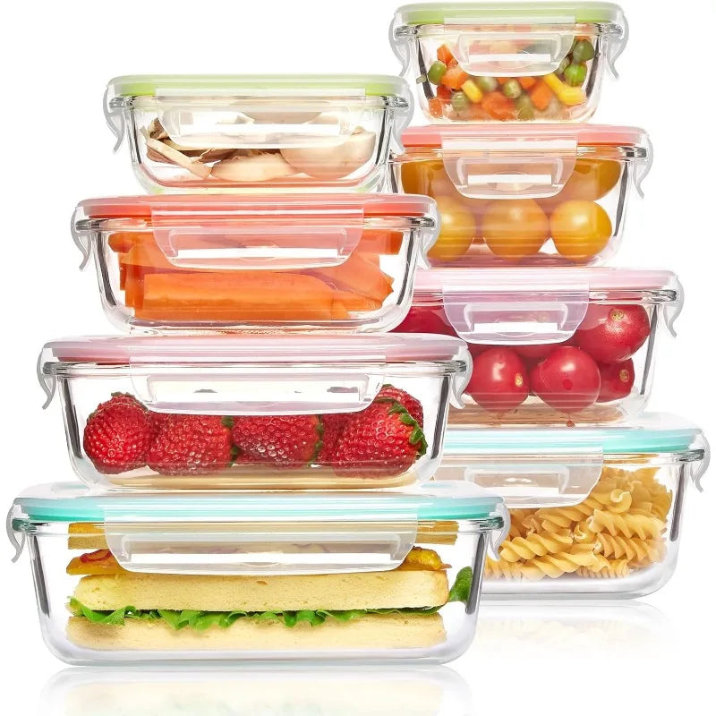 Glass Food Storage Containers, 8-pc set, Meal Prep