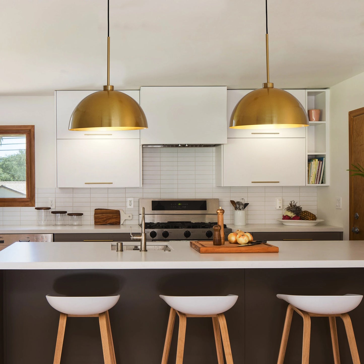 Hanging Kitchen Island Double Pendant Light Fixture, Copper