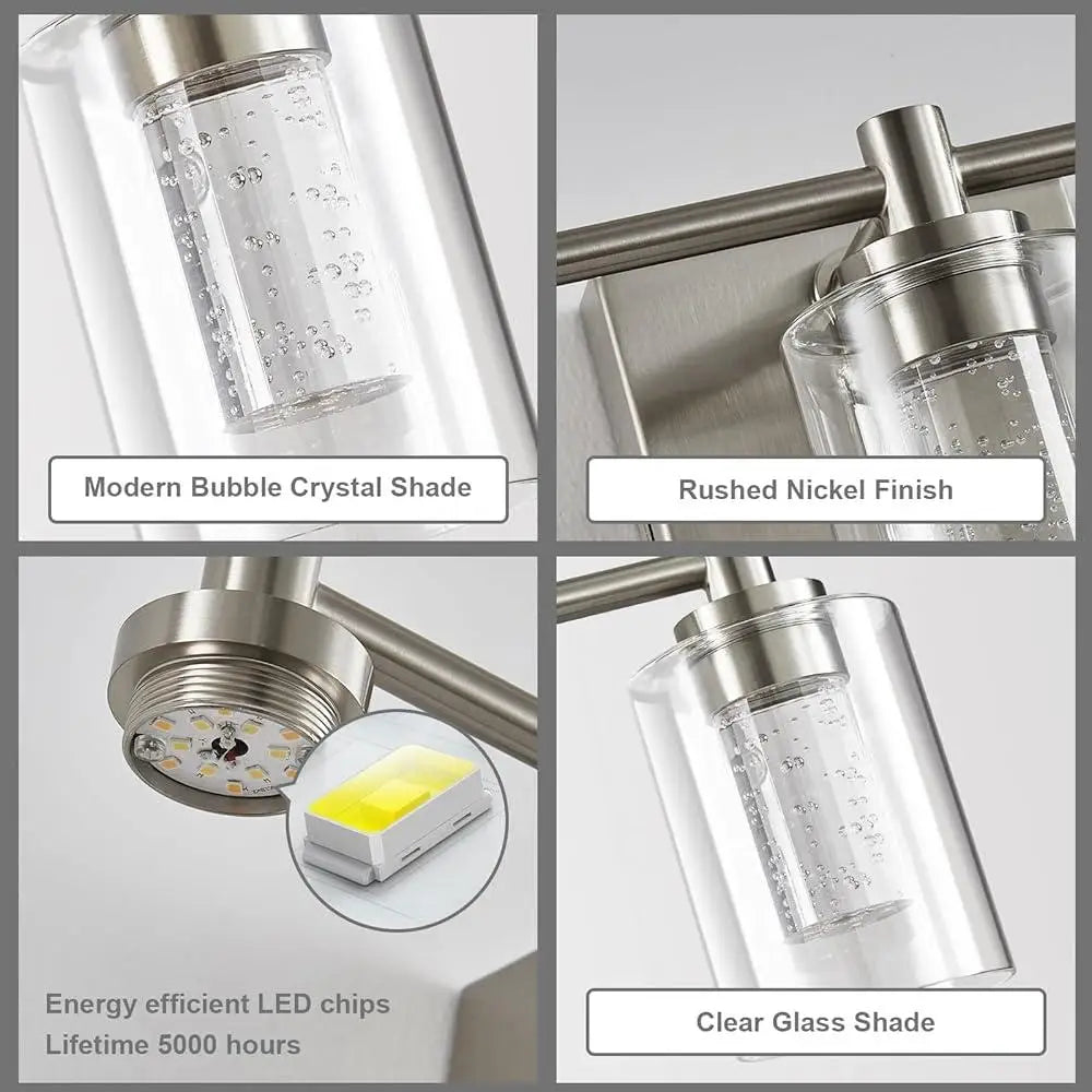 LED Bathroom Vanity Light Fixture Dimmable, Brushed Nickel