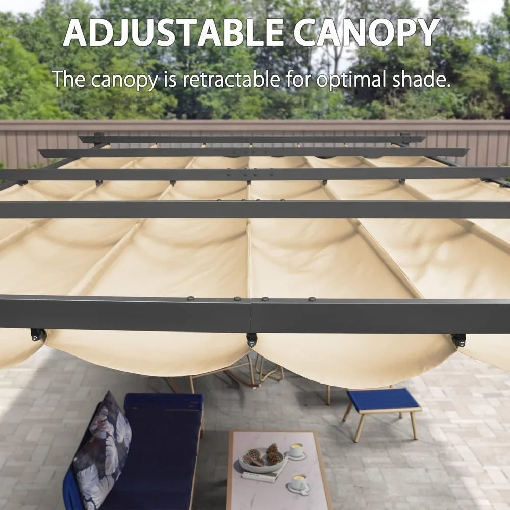 Outdoor Pergola with Retractable Canopy