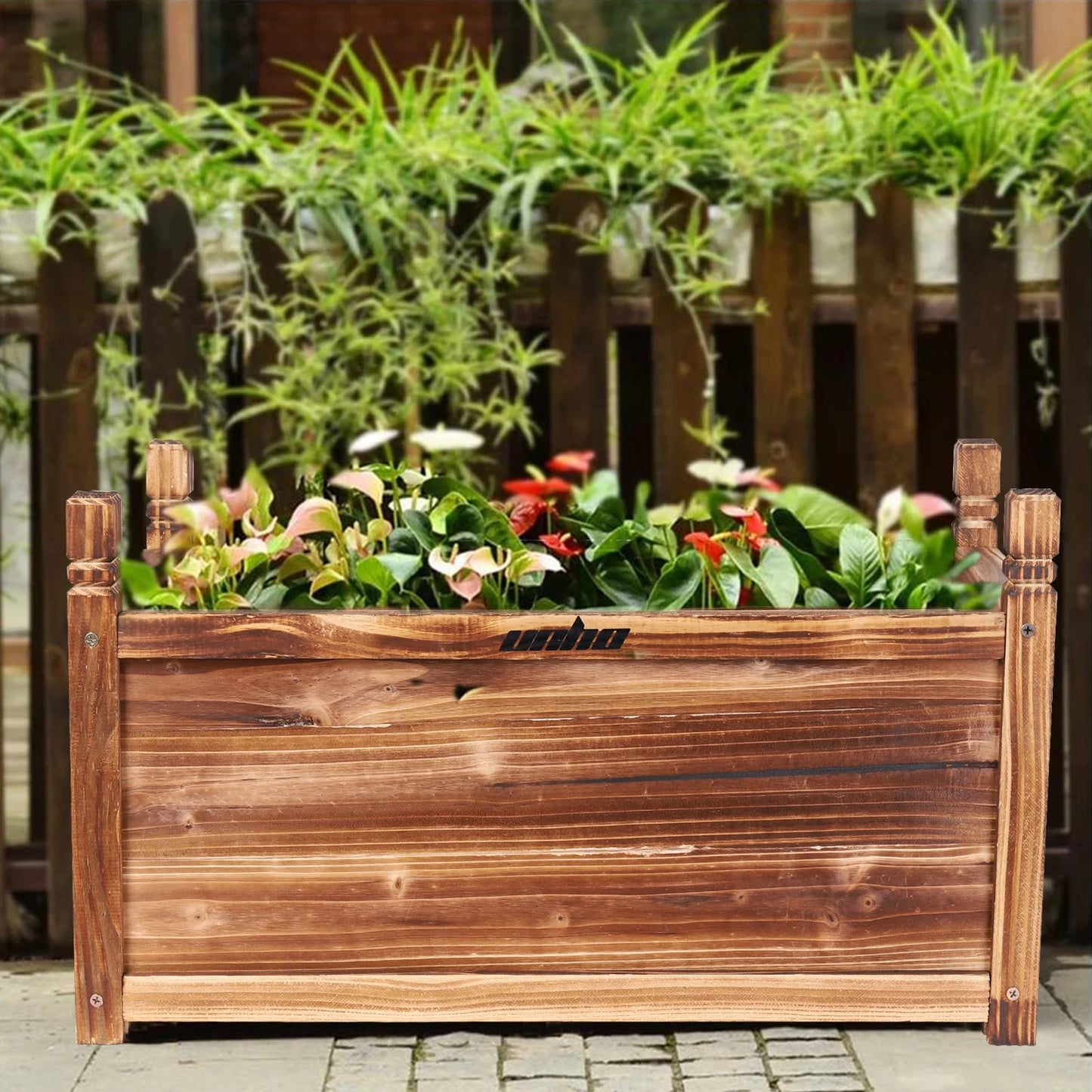 Large Raised Outdoor Wood Planter Box