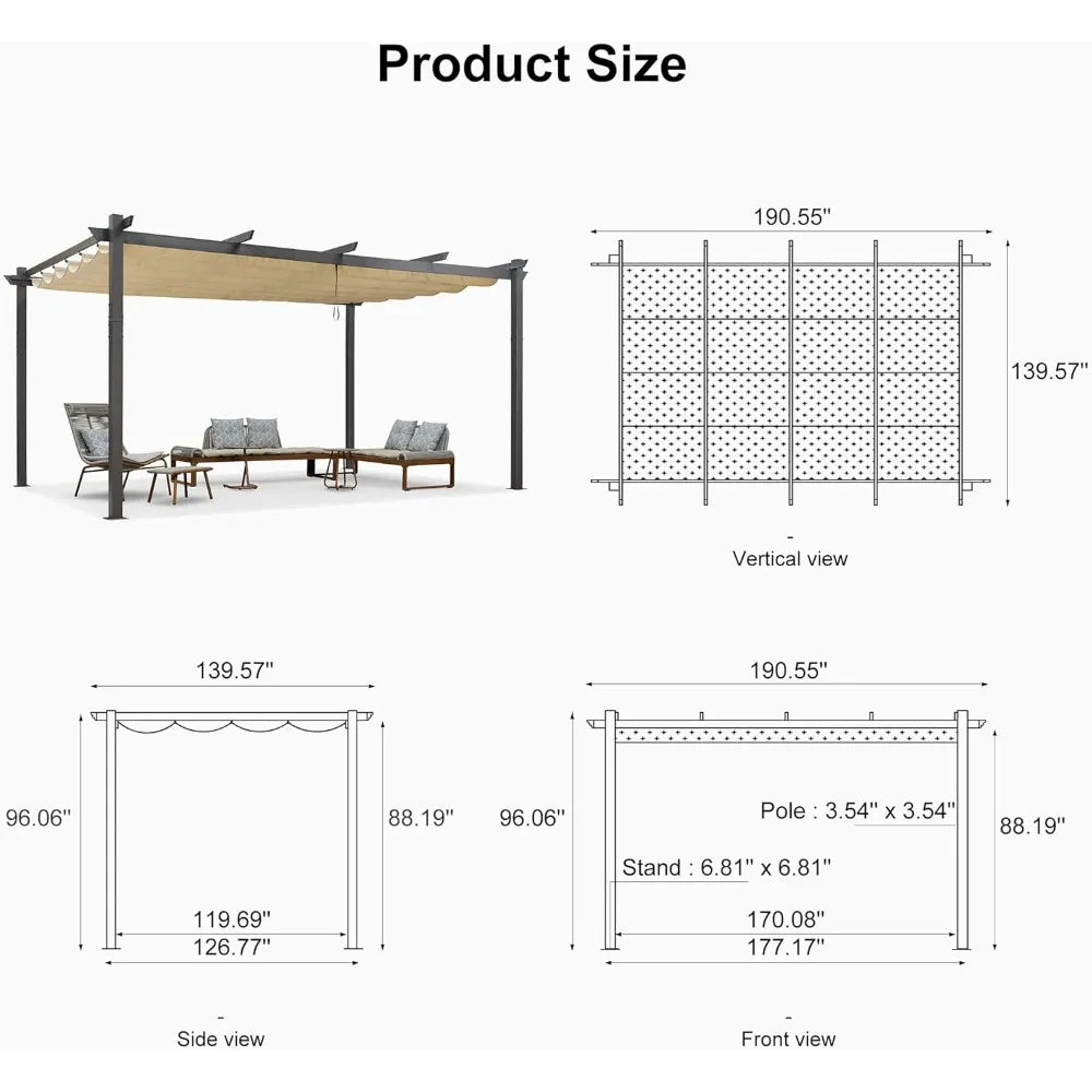 Outdoor Pergola with Retractable Canopy