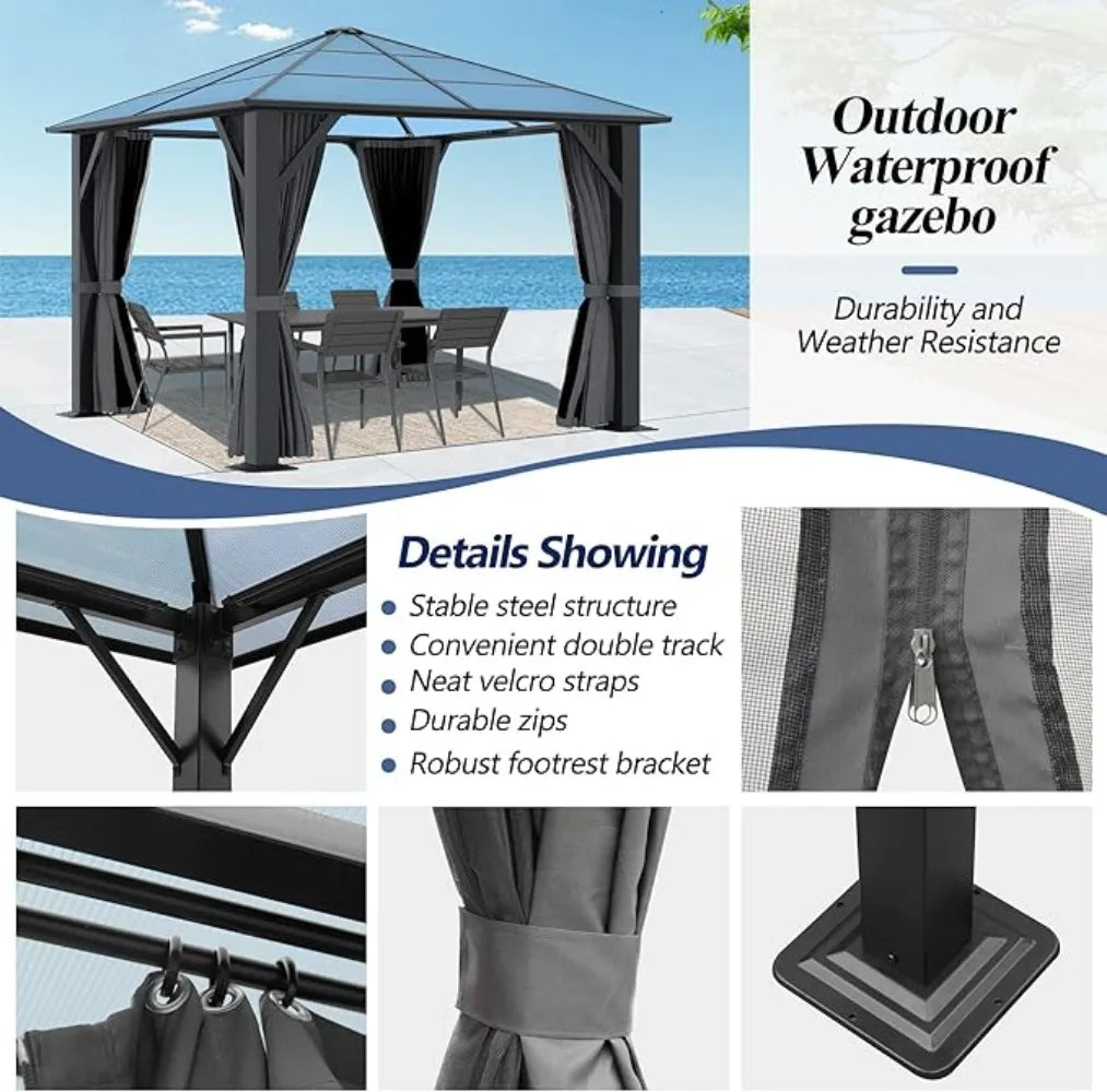 10'x10' Hardtop Outdoor Gazebo with Translucent Roof