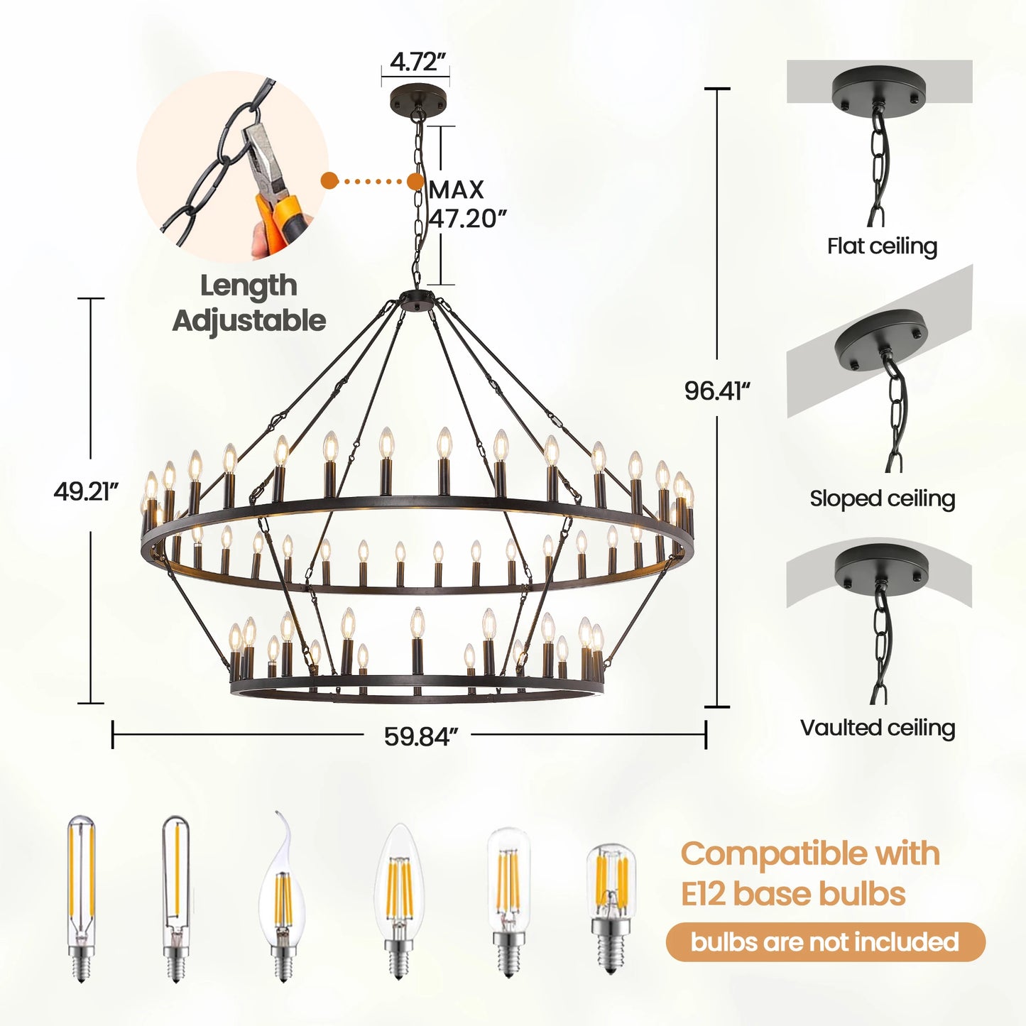 Rustic Modern Farmhouse Wagon Wheel 2-Tier Chandelier