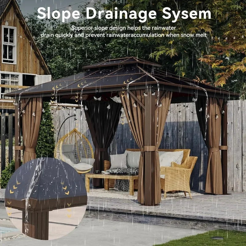 10' x 12' Hardtop Permanent Gazebo With Aluminum Frame