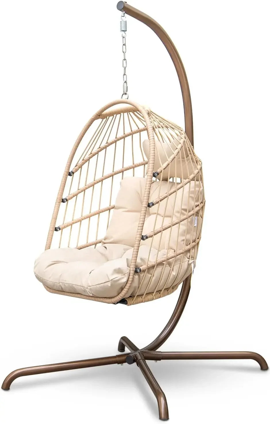 Hanging Egg Chair, Outdoor Patio Water-Resistant Wicker Swing