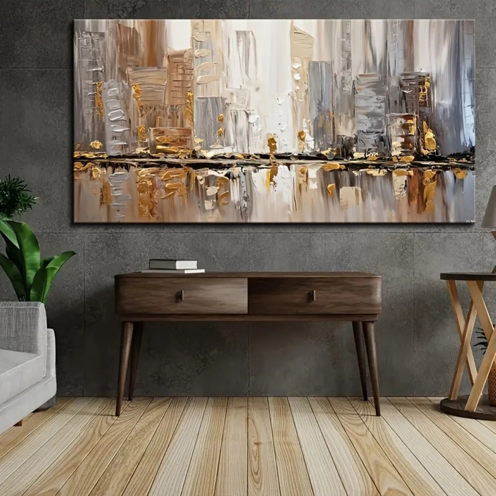 Large Modern Abstract Oil Painting, Elegant Art Deco