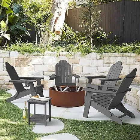 Set of 4, Weather Resistant Folding Adirondack Chairs