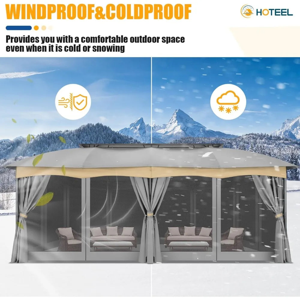 Outdoor Double Ventilated Arc Roof Metal Frame Gazebo