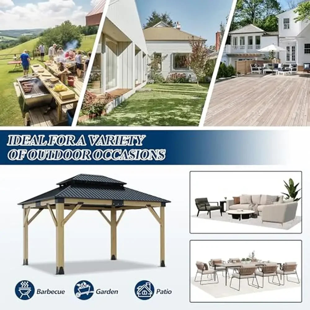 Outdoor Cedar Gazebo With Galvanized Steel Hardtop
