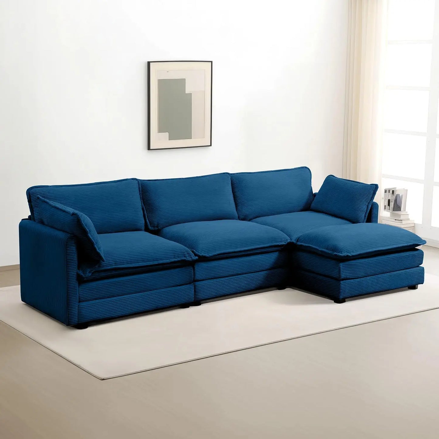 Oversized Modular L-Shaped Sectional Sofa with Ottoman