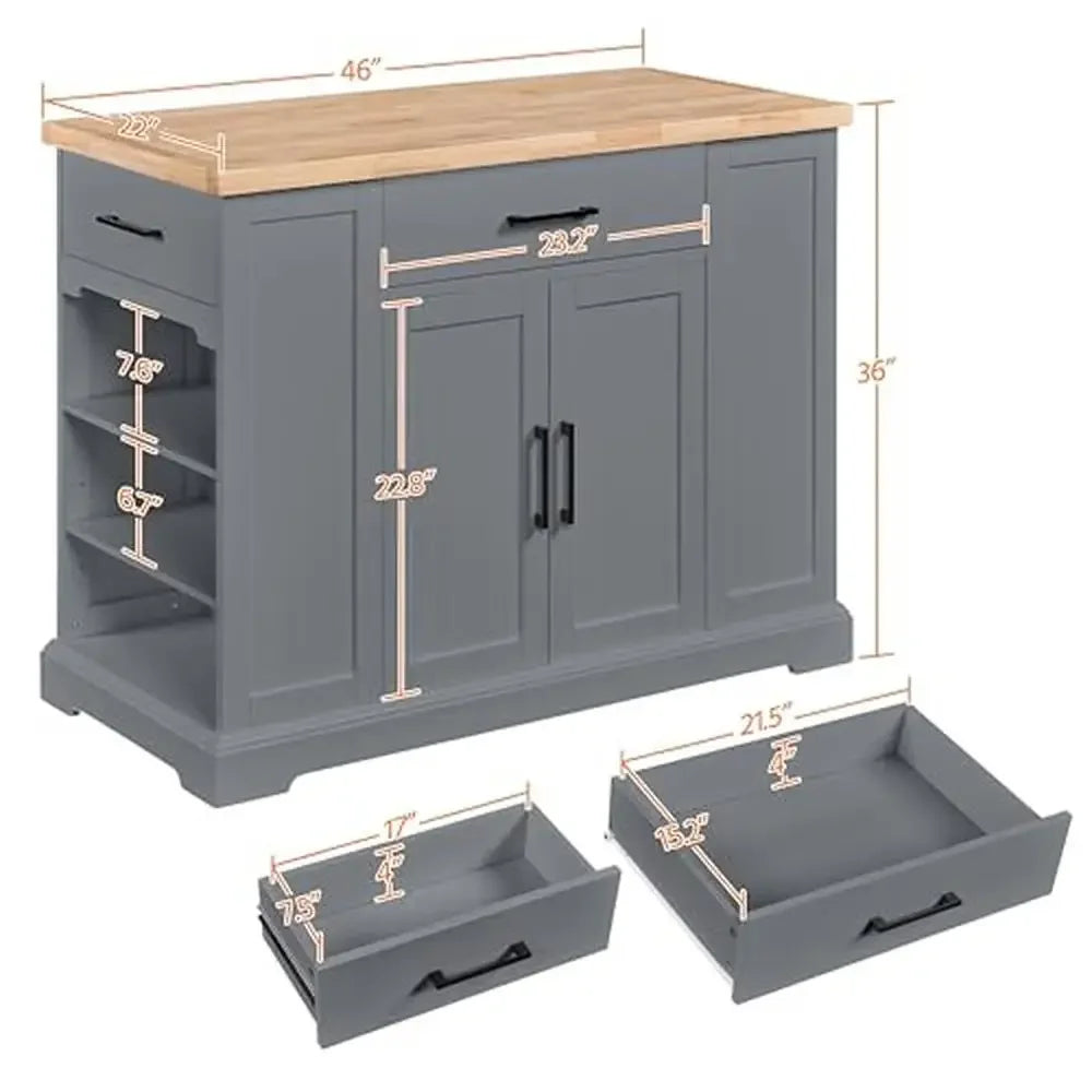 Kitchen Island Cart with Countertop and Storage