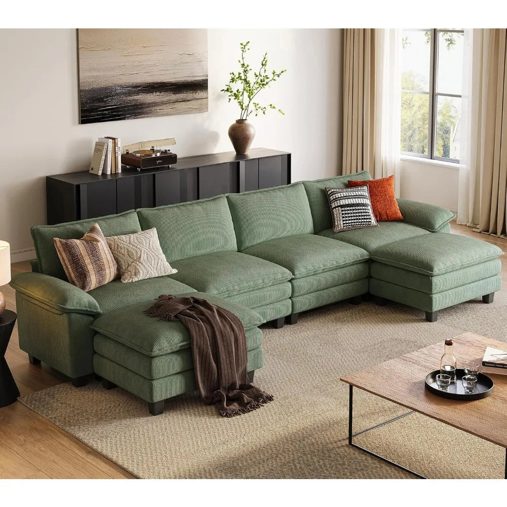 Oversized Corduroy Cloud Couch, U Shaped Couch