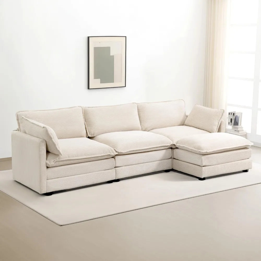 Oversized Modular L-Shaped Sectional Sofa with Ottoman
