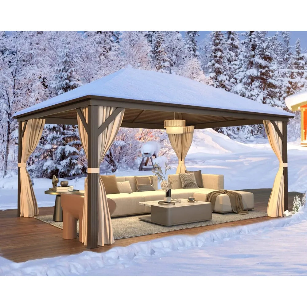 10x13ft Hardtop Gazebo, Outdoor Galvanized Steel Canopy