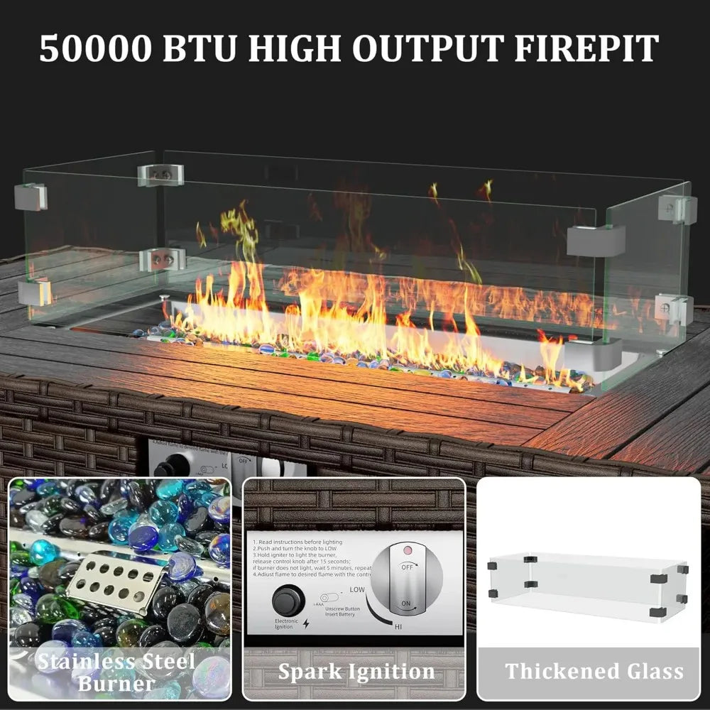 Outdoor Patio Furniture Set with Fire Pit Table
