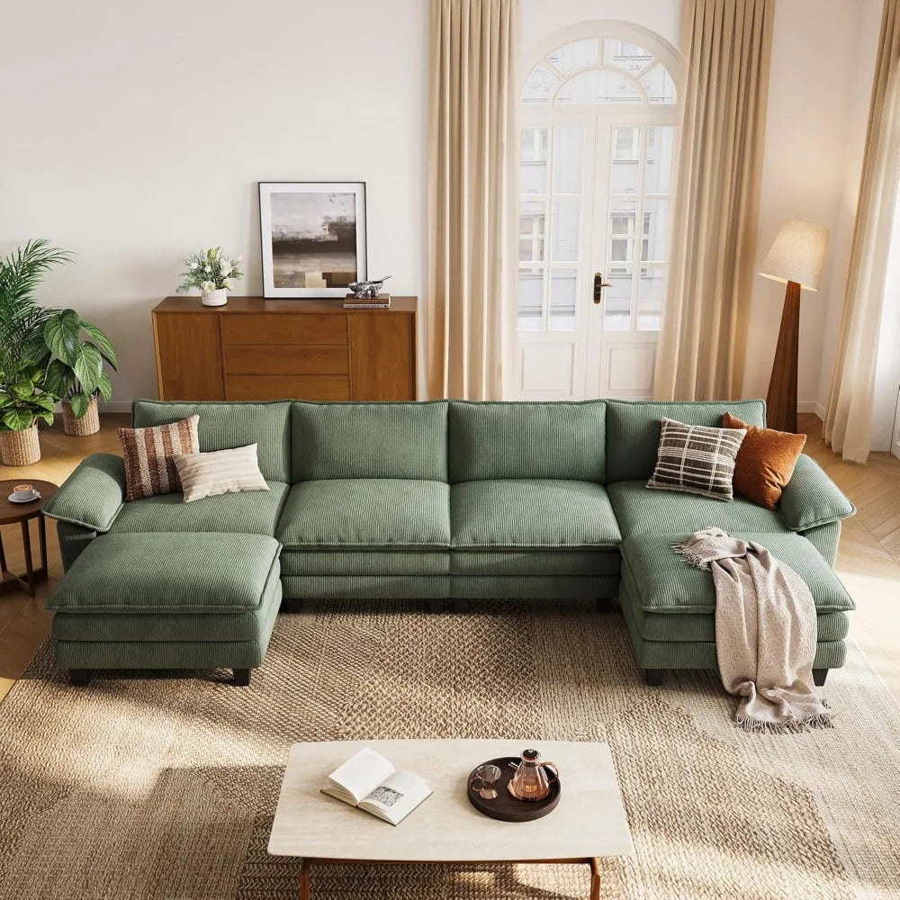 Oversized Corduroy Cloud Couch, U Shaped Couch