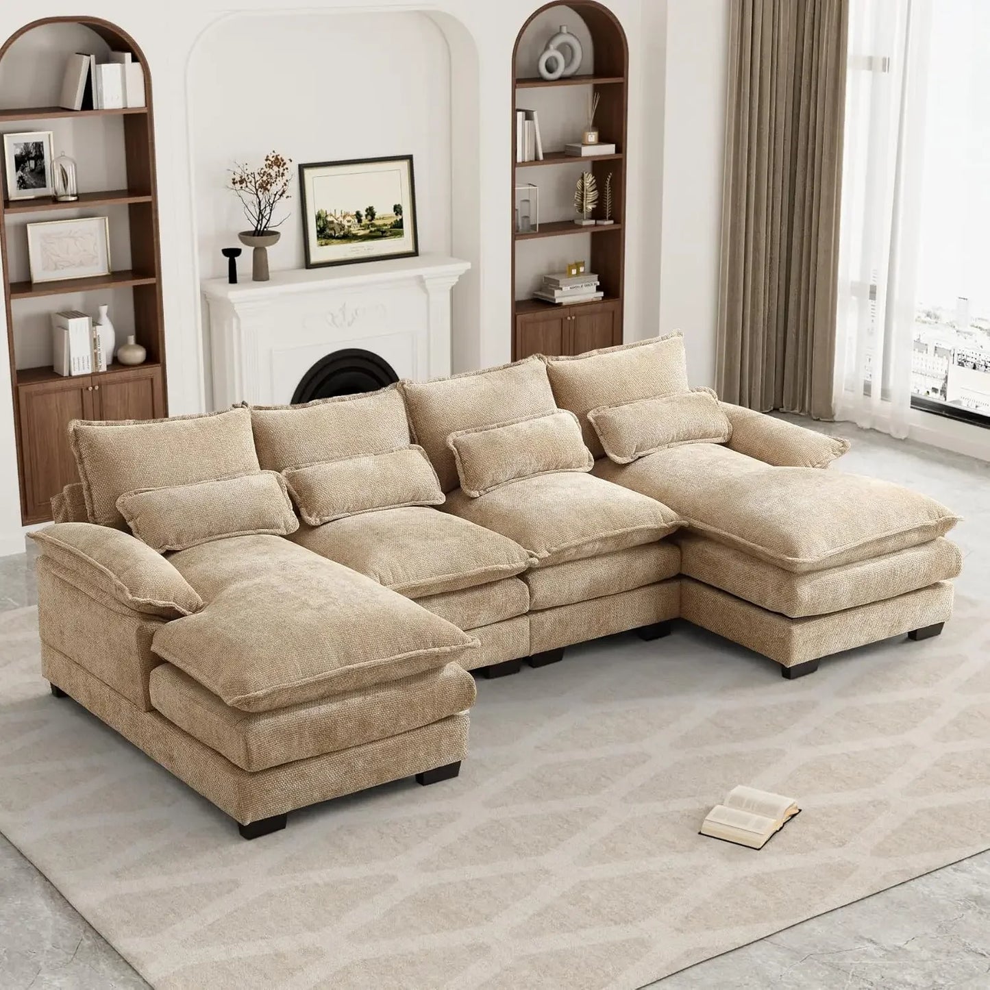 U-Shaped Modern Modular Sectional Couch With Sleeper Sofa