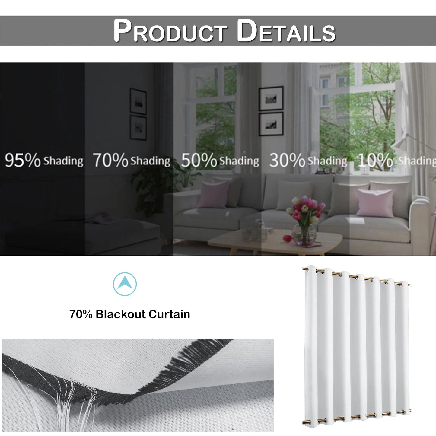 XL Outdoor Waterproof & Windproof Blackout Curtains with Top and Bottom Grommets