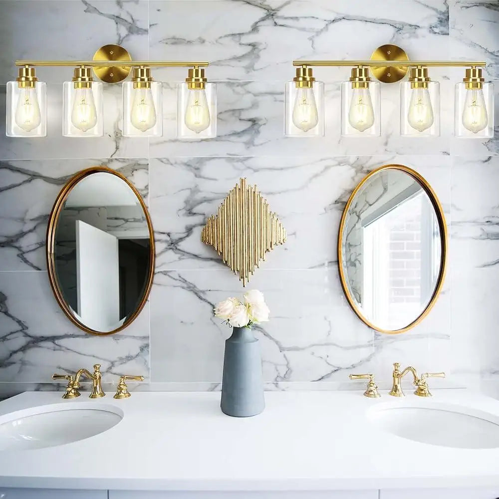 4-Light Brushed Gold Bathroom Vanity Light Fixtures