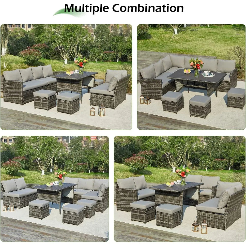 7 Piece Outdoor Patio with Table & Chair With Ottoman