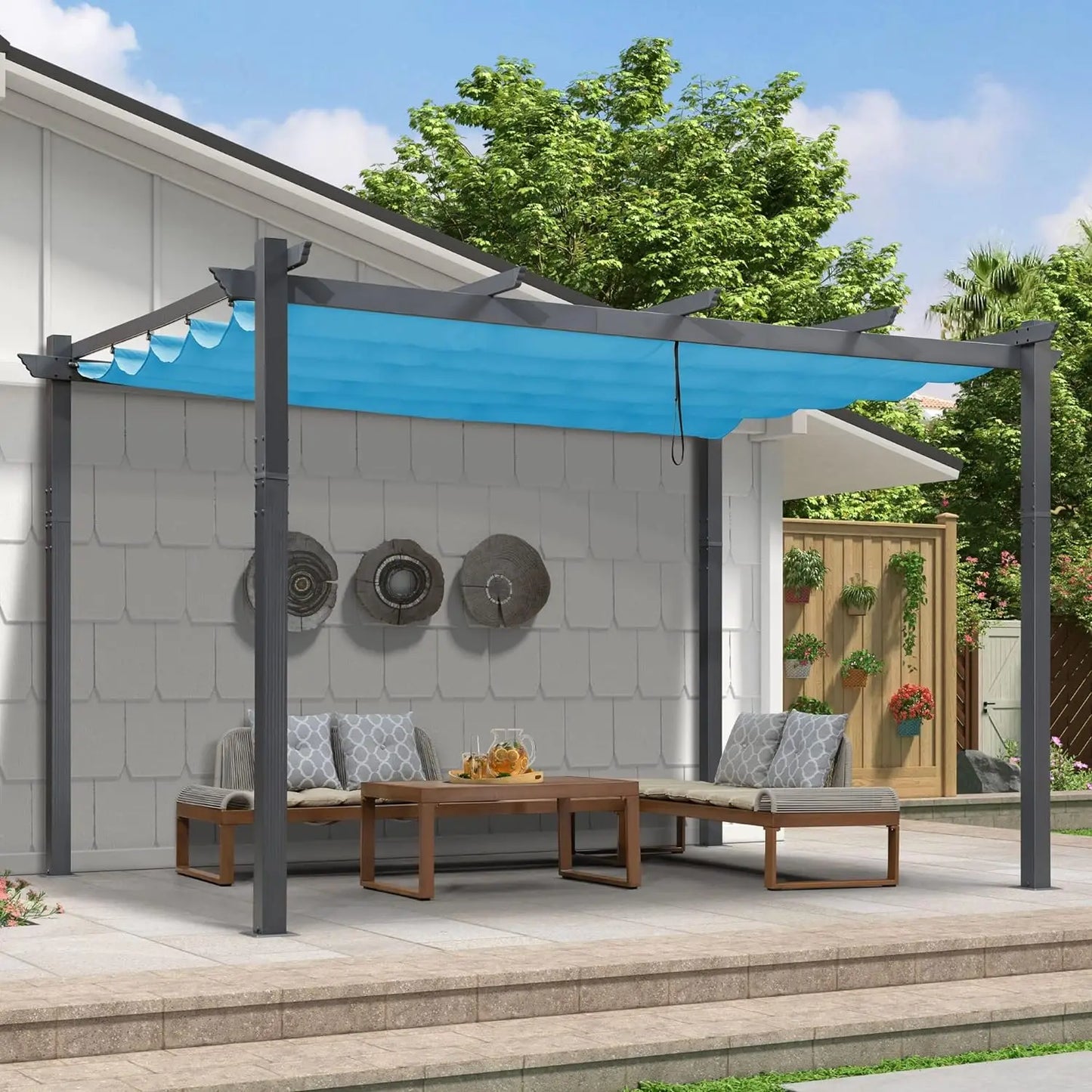 Outdoor Pergola with Retractable Canopy