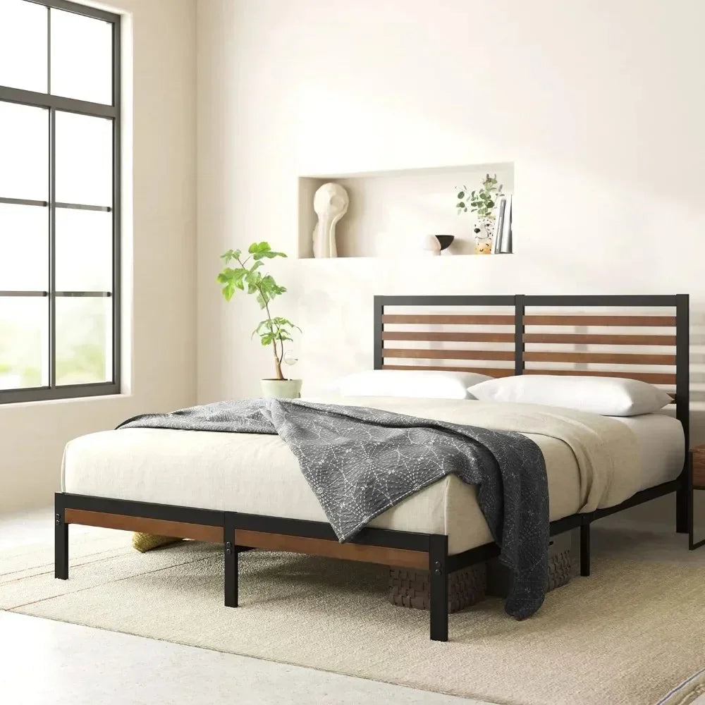 Bamboo Metal Bed Frame