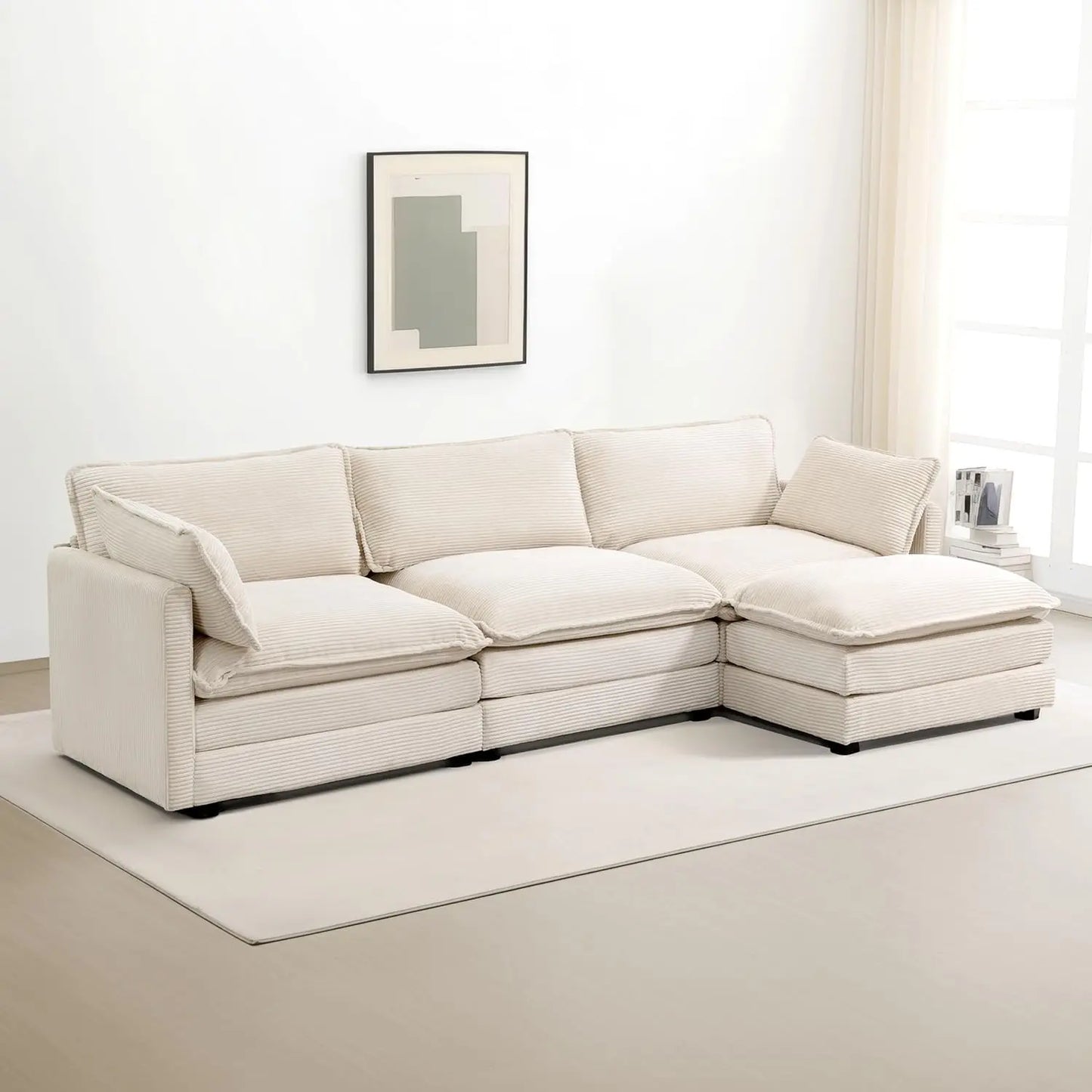 Oversized Modular L-Shaped Sectional Sofa with Ottoman