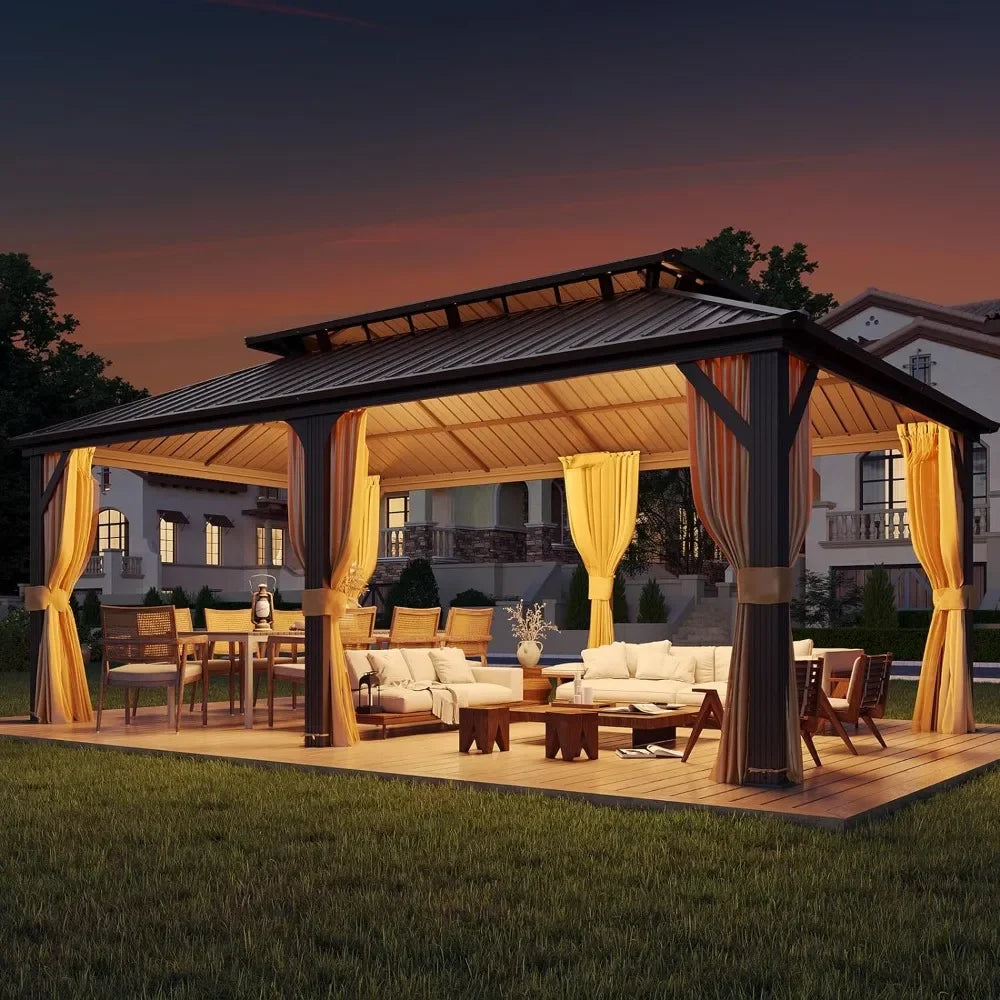12' X 20'Hardtop Gazebo, Galvanized Steel Double Roof Aluminum Frame