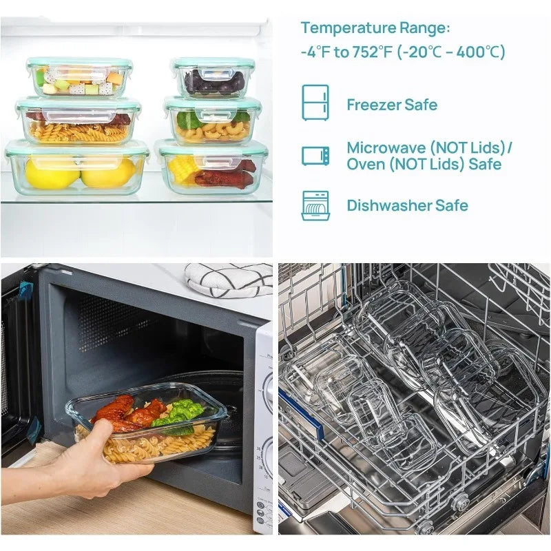 Glass Food Storage Containers, 8-pc set, Meal Prep