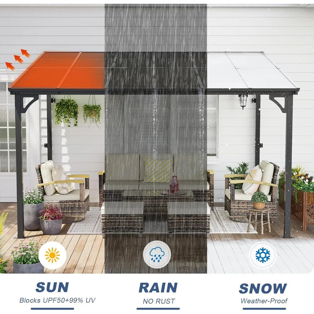 10' x 12' Gazebo, Wall Mounted Gazebo, Metal Awnings, Pergola Gazebos