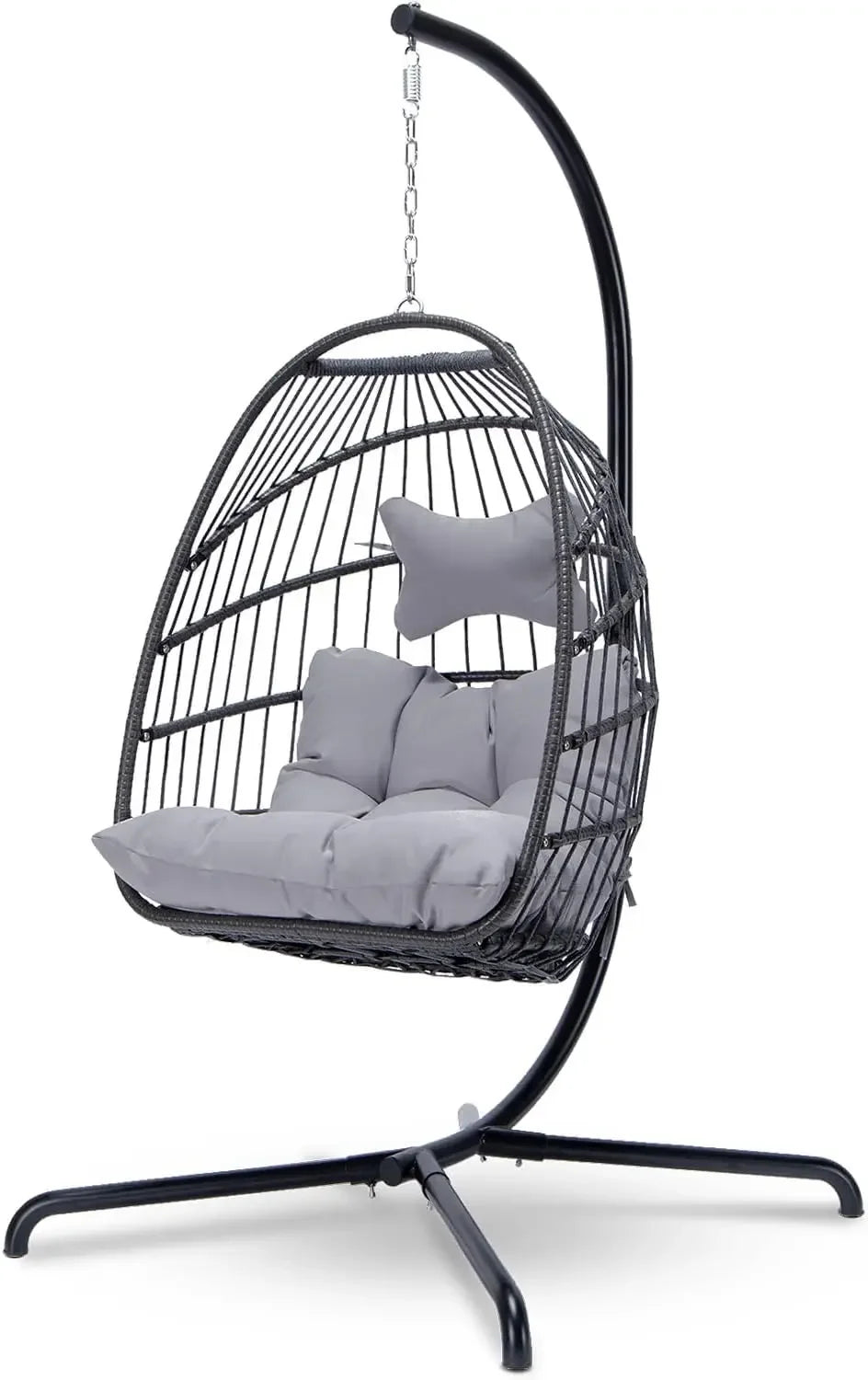 Hanging Egg Chair, Outdoor Patio Water-Resistant Wicker Swing