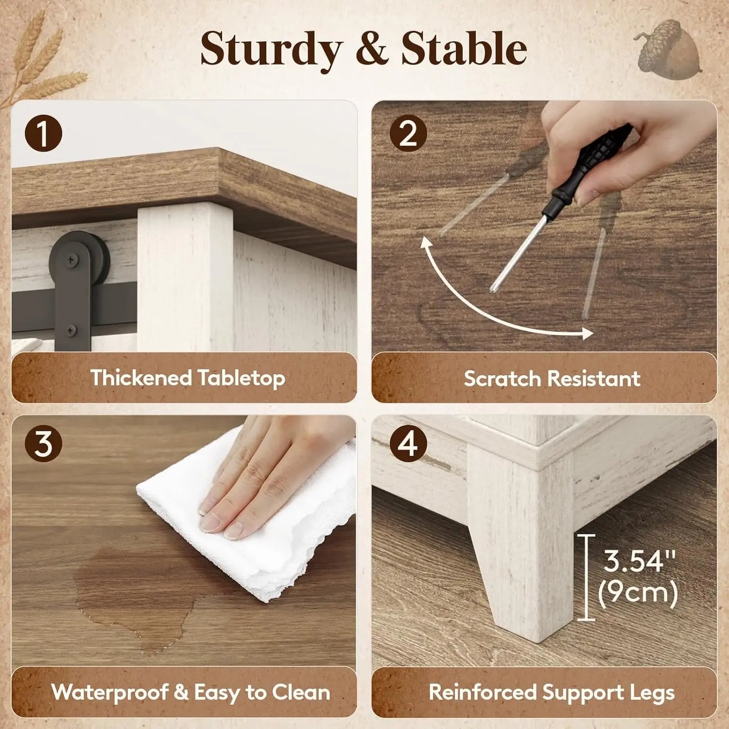 Farmhouse Coffee Table with Sliding Barn Doors and Storage