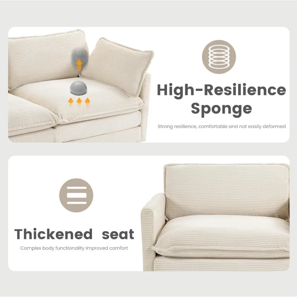 Oversized Modular L-Shaped Sectional Sofa with Ottoman