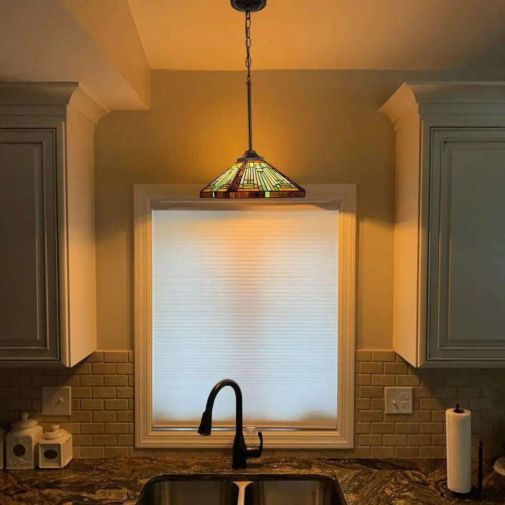Hanging Tiffany Pendant Light, 12" Wide