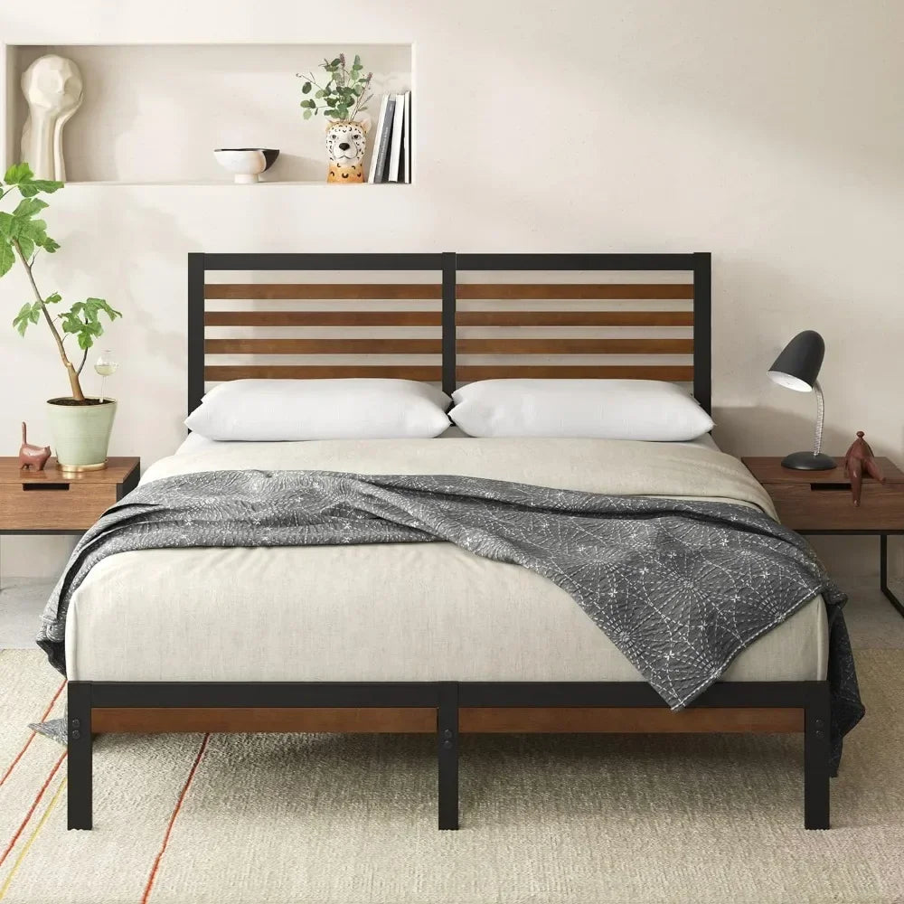 Bamboo Metal Bed Frame