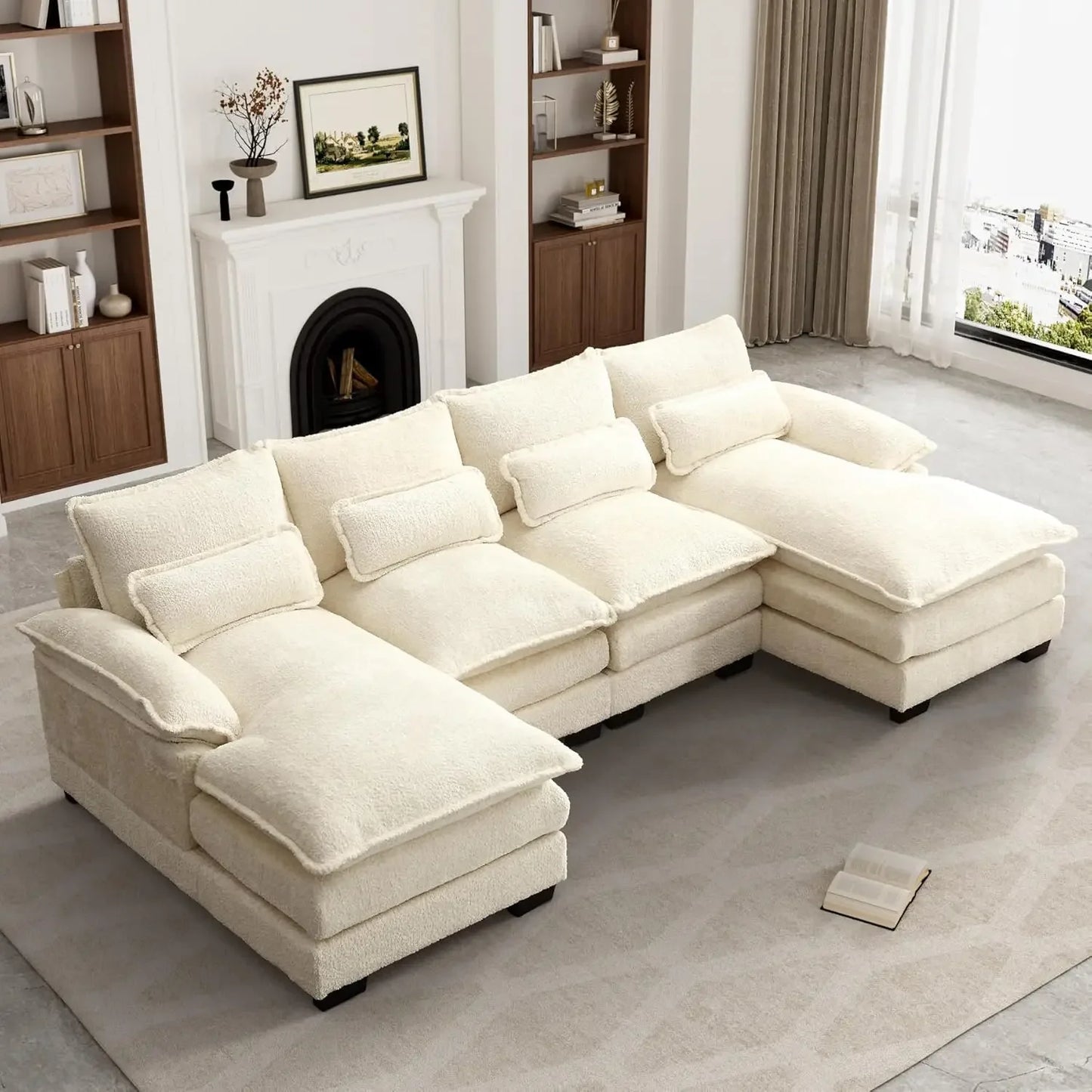 U-Shaped Modern Modular Sectional Couch With Sleeper Sofa