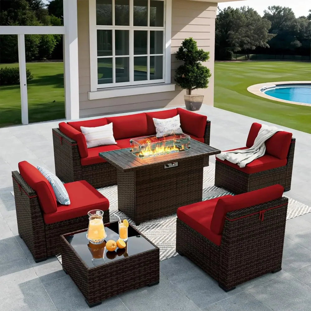 Outdoor Patio Furniture Set with Fire Pit Table