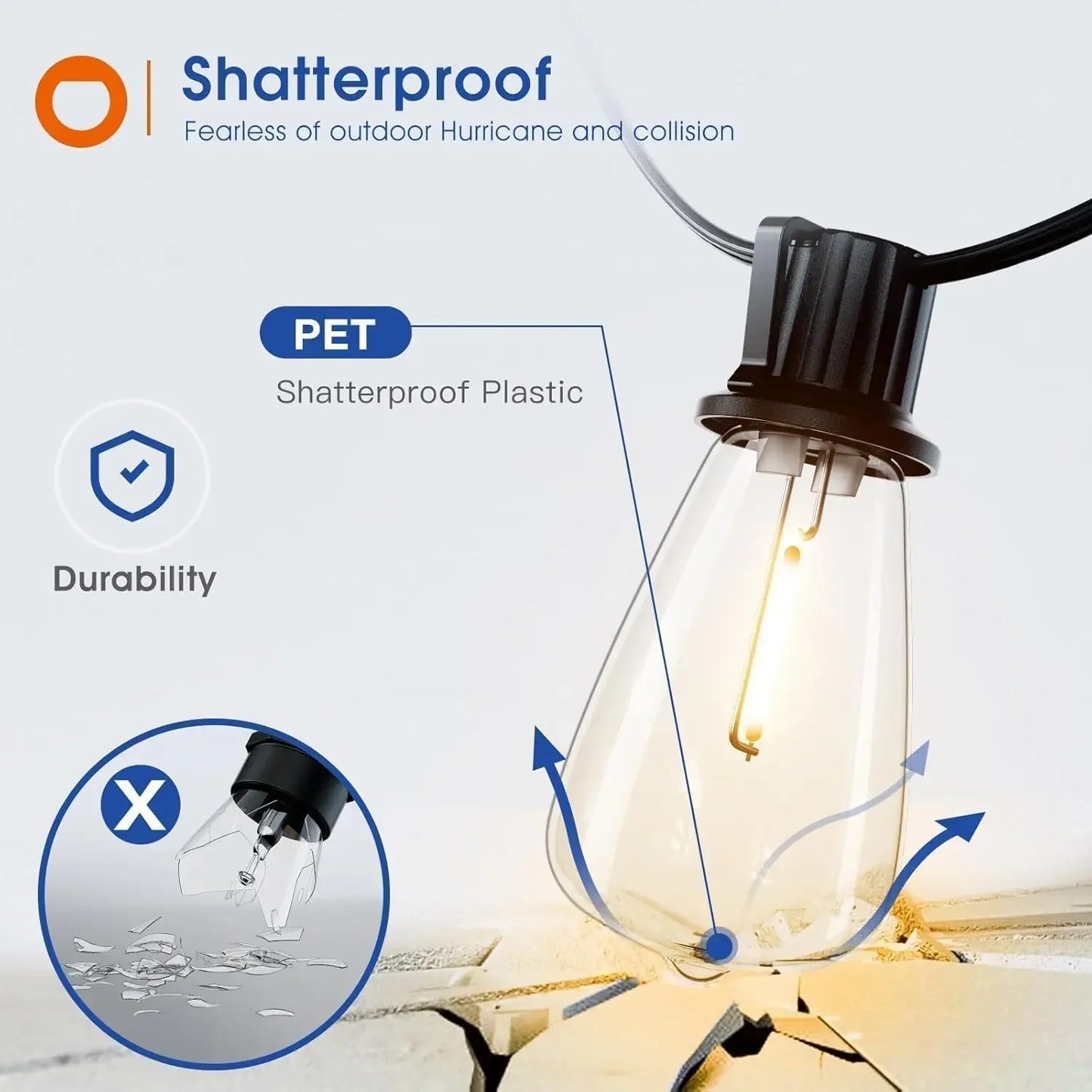 150FT LED String Waterproof Lights, Shatterproof Hanging Lights