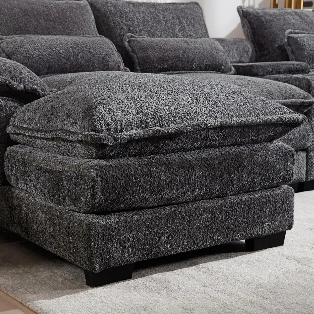 U Shaped Sectional Sofa with Console Cupholders