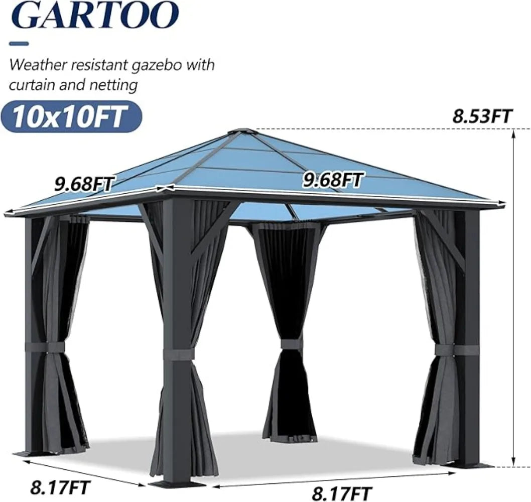 10'x10' Hardtop Outdoor Gazebo with Translucent Roof