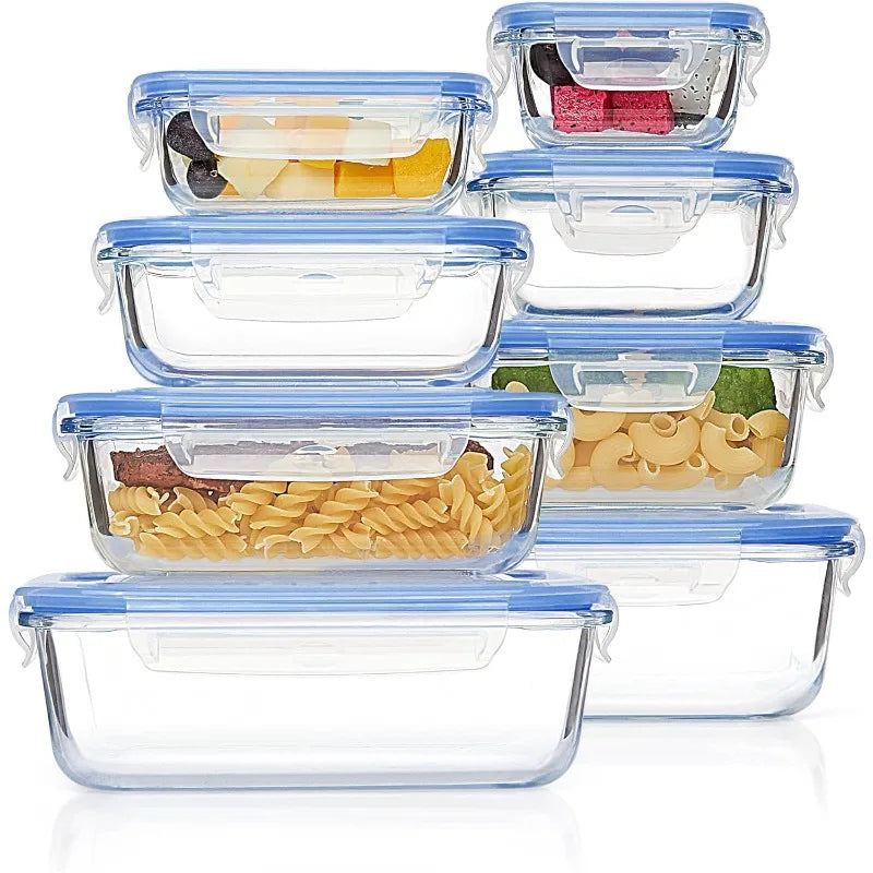 Glass Food Storage Containers, 8-pc set, Meal Prep