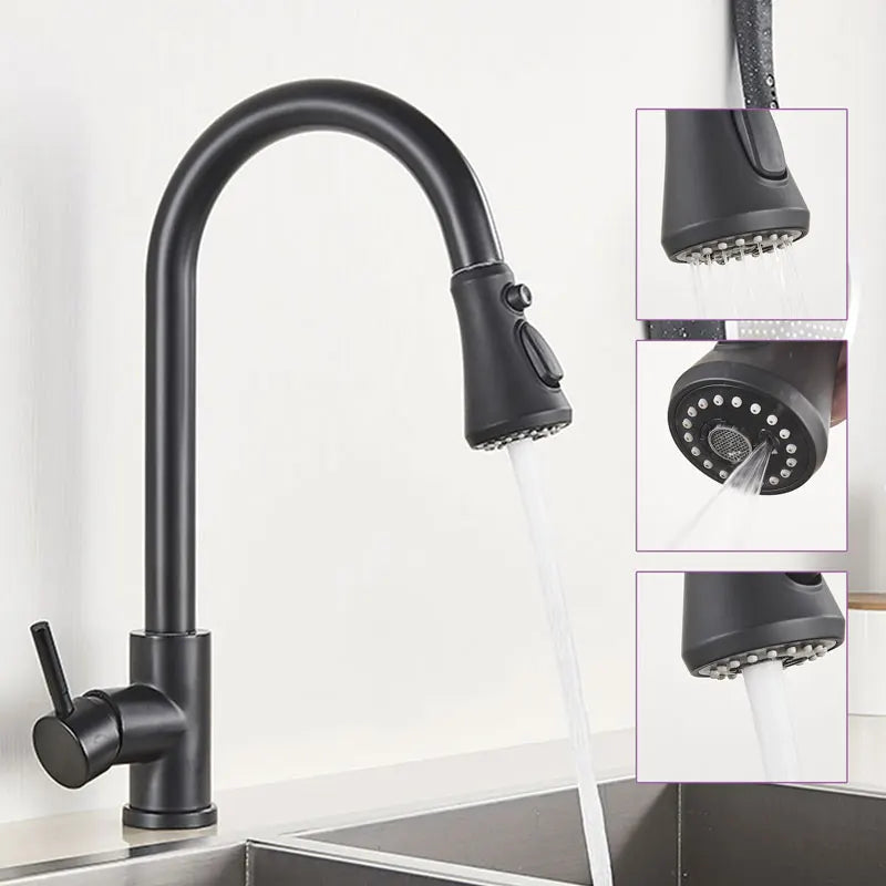 Modern Pull Down/Pull Out Kitchen Faucet, 360 Rotation Kitchen