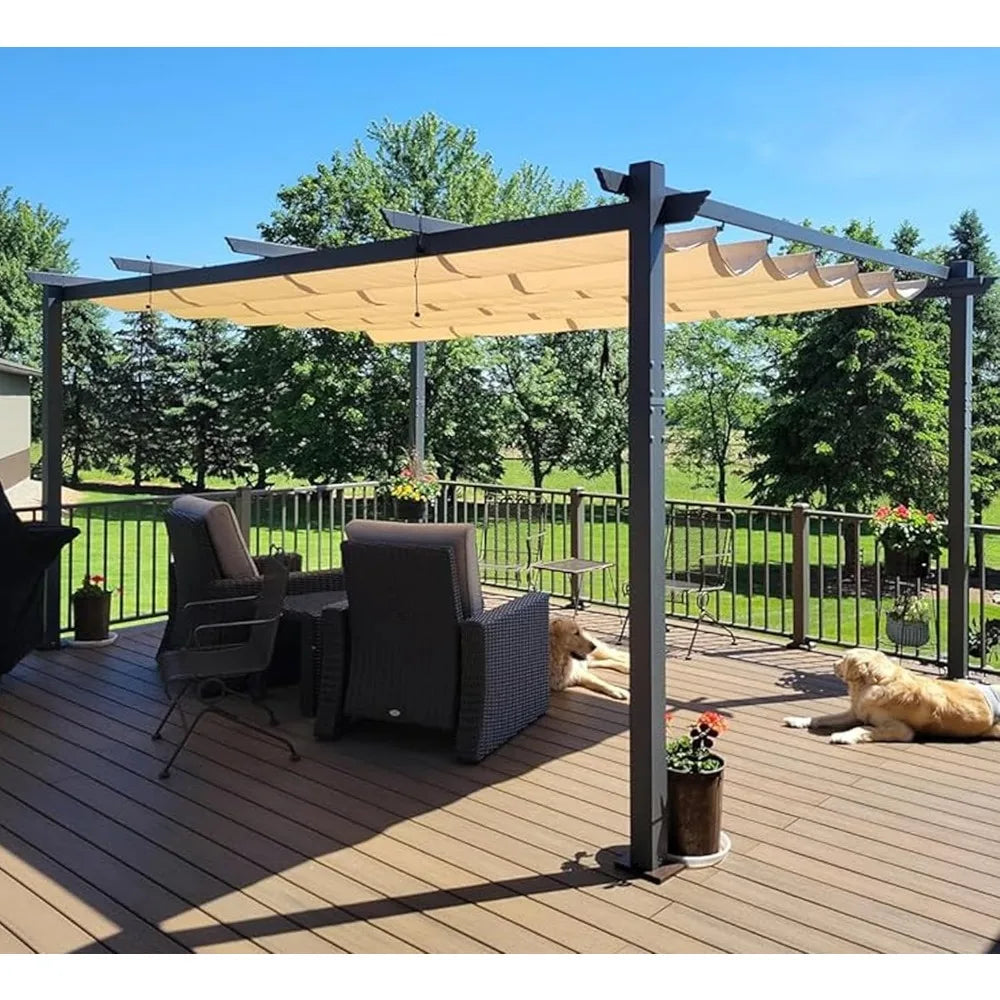 Outdoor Pergola with Retractable Canopy