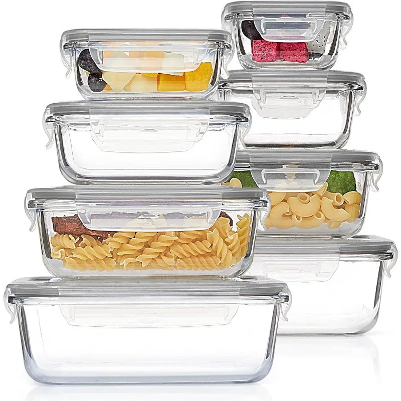 Glass Food Storage Containers, 8-pc set, Meal Prep