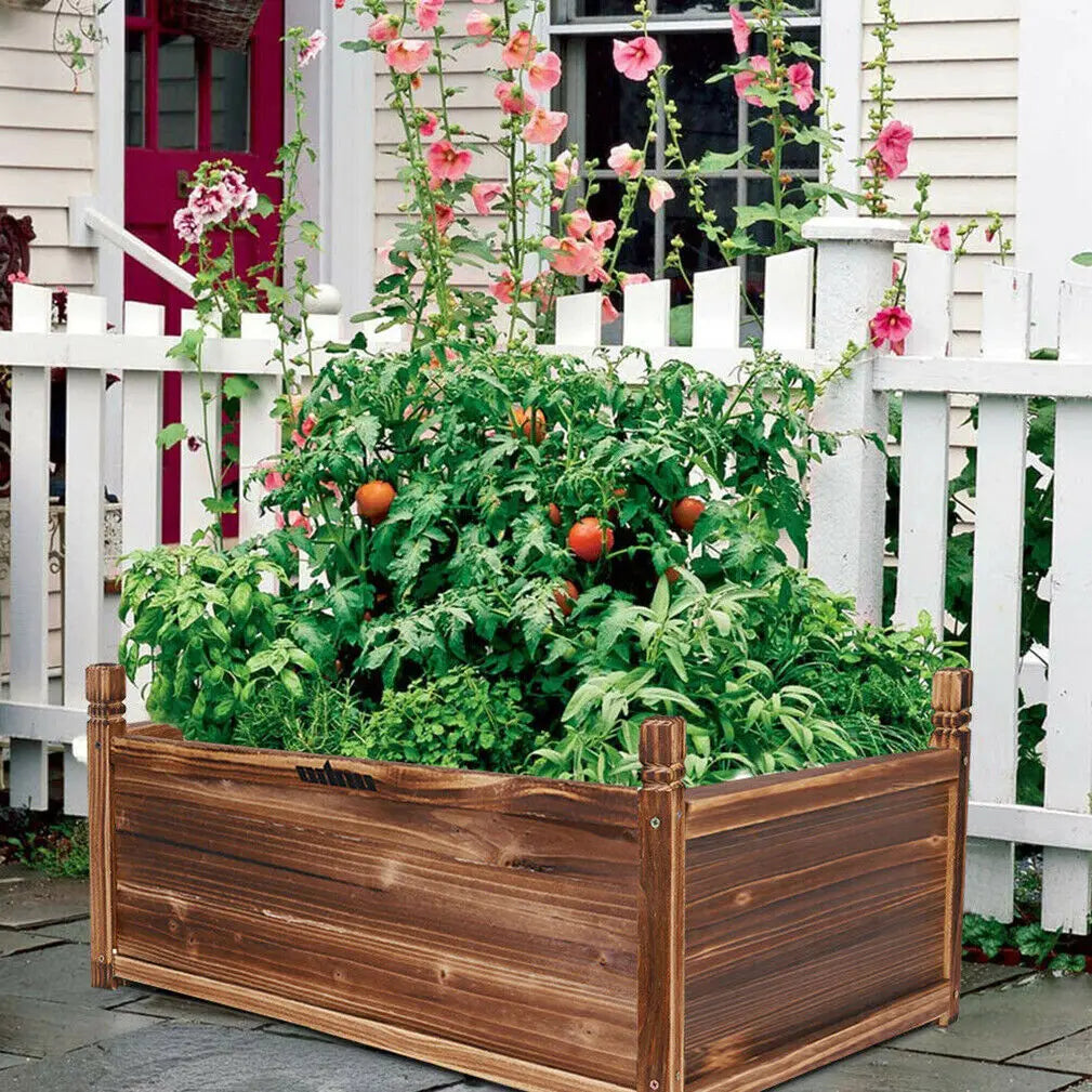 Large Raised Outdoor Wood Planter Box
