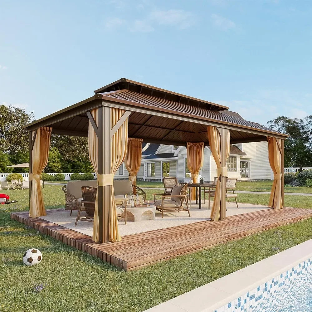 12' X 20'Hardtop Gazebo, Galvanized Steel Double Roof Aluminum Frame
